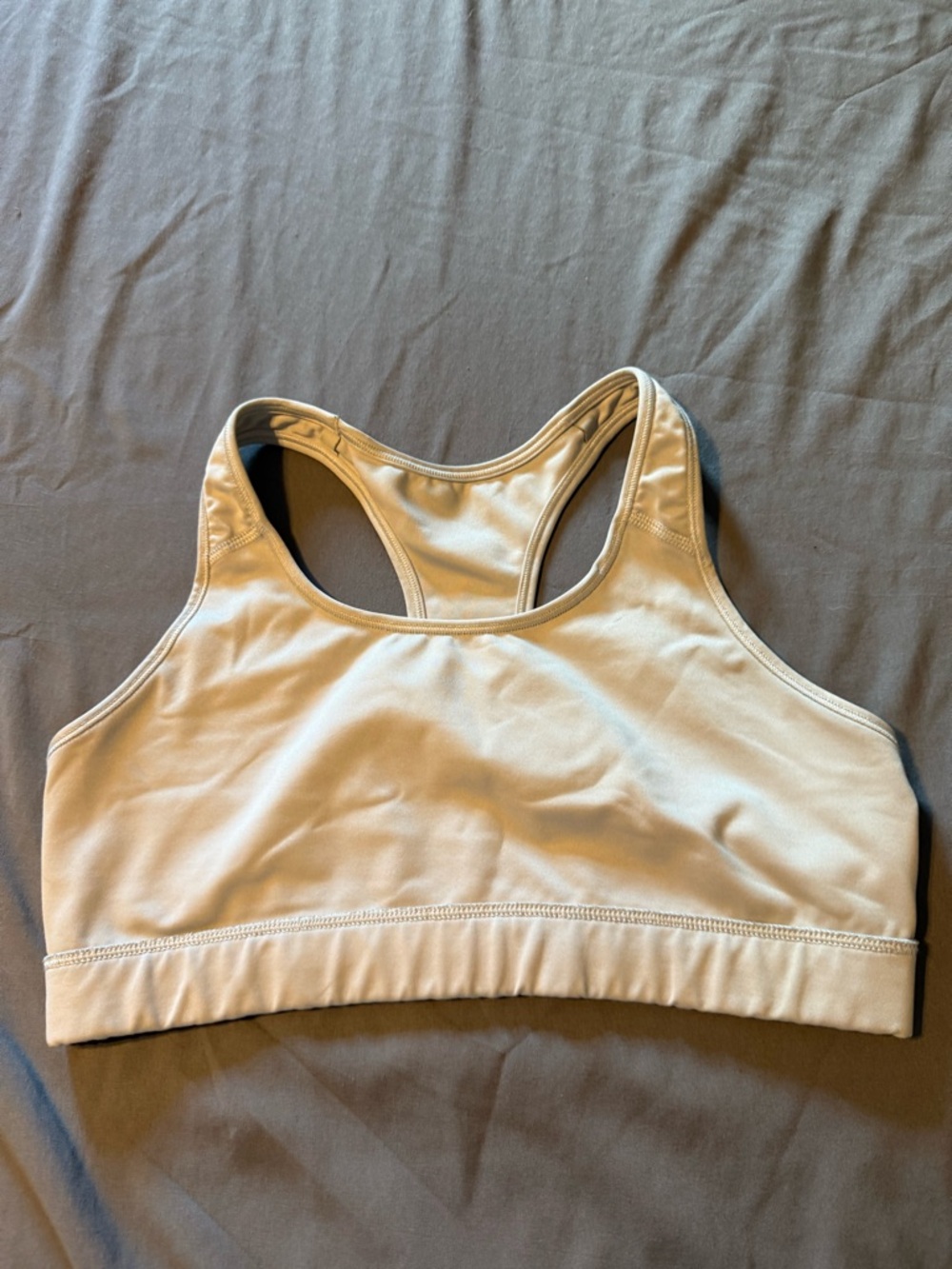Nike White Racerback Sports Bra with Black Swoosh - Picture 4 of 4